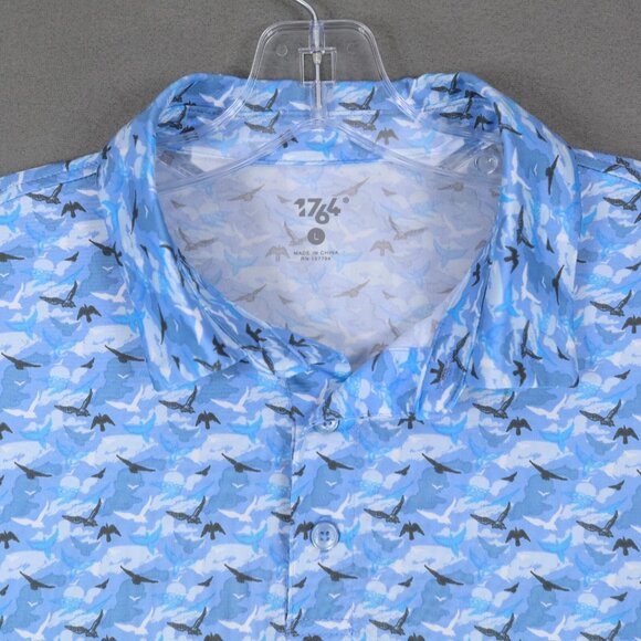 1764 Signature Performance Golf Polo Shirt Men's L Summer Birds All Over Camo - Picture 1 of 6